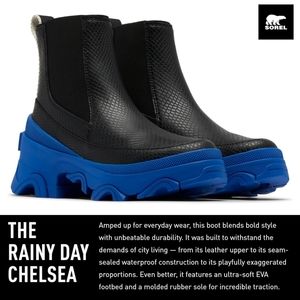 NIB Sorel Brex Chelsea royal blue  Lug heel sole waterproof booties size 7